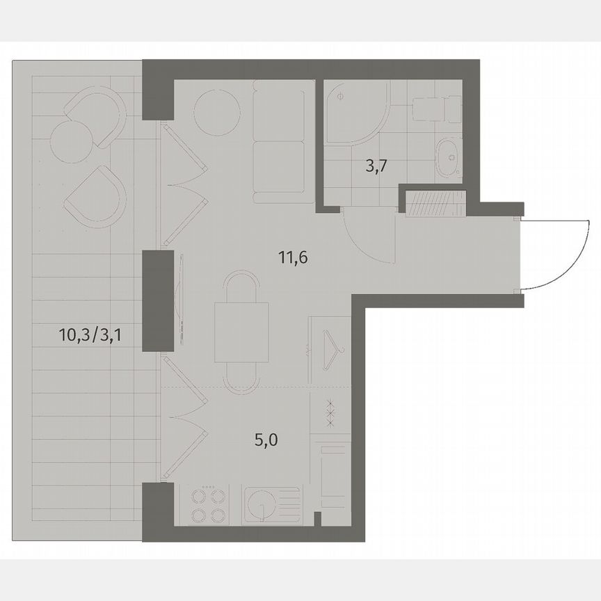 Квартира-студия, 22,9 м², 8/8 эт.