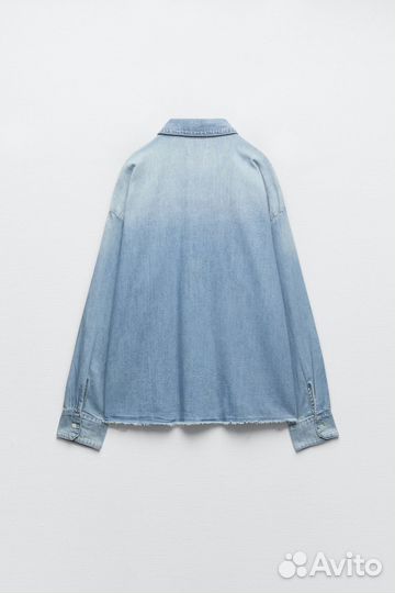 Джинсовая рубашка zara оверсайз