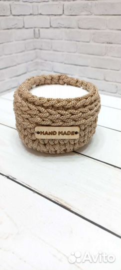 Вязаное кашпо из шнура