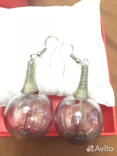 Серьги Шары стекло