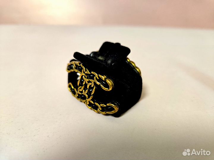 Крабик для волос Chanel чёрный бархатный