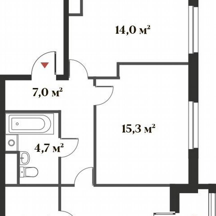 2-к. квартира, 59,6 м², 2/6 эт.