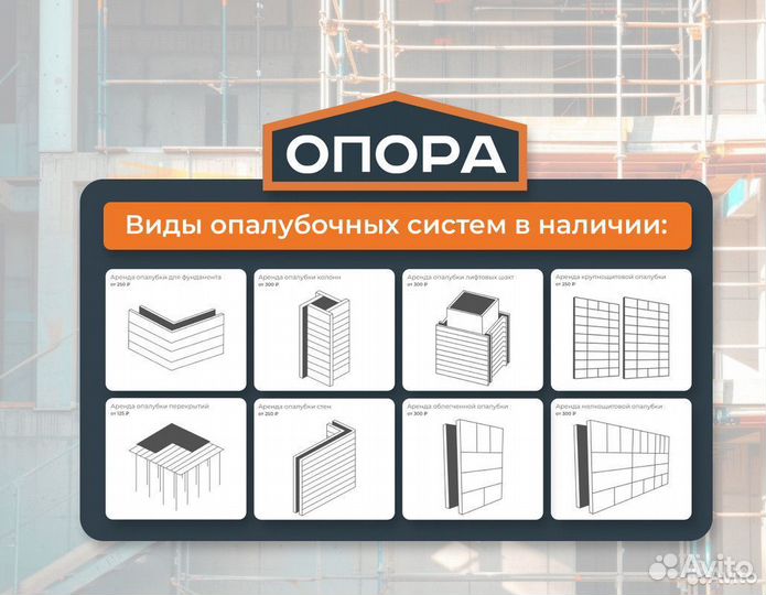 Мелкощитовая опалубка / Опалубка в аренду