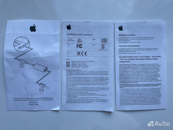 Адаптер Apple оригинал Thunderbolt Gigabit