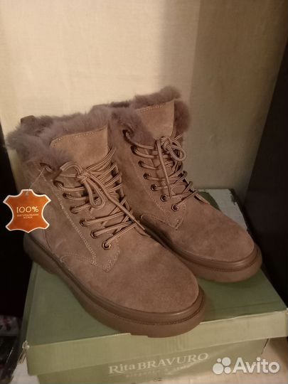 Ботинки женские натуральная замша и мех новые