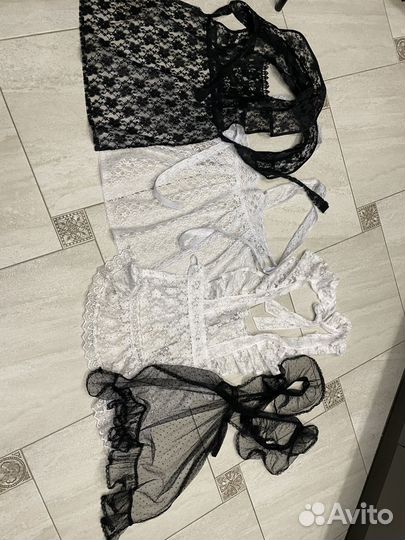 Школьный фартук черный и белый 4шт