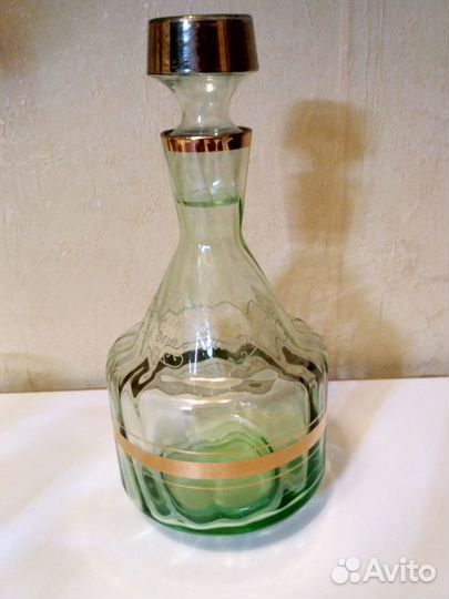 Графин с рюмками. Цветное стекло. СССР