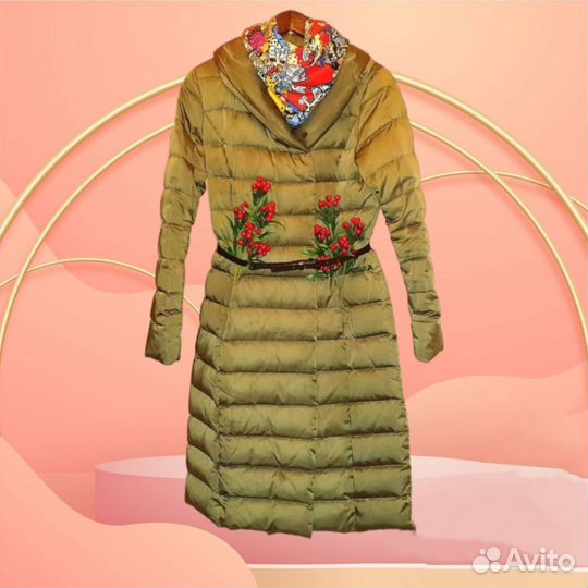 Пуховик зимний длинный женский 44 46 с капюшоном