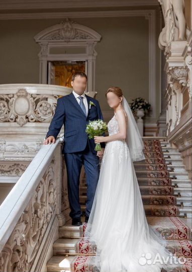 Свадебное платье со шлейфом Zu-zu коллекция 2024