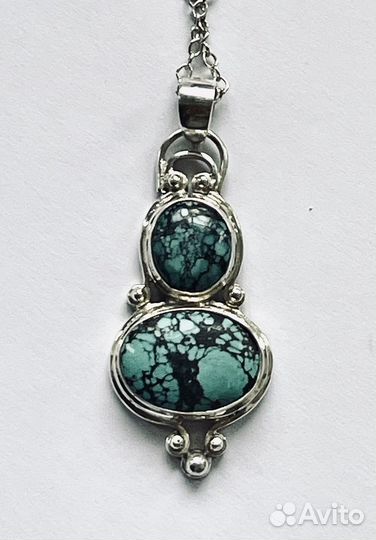Кулон - подвеска бирюза серебро винтаж