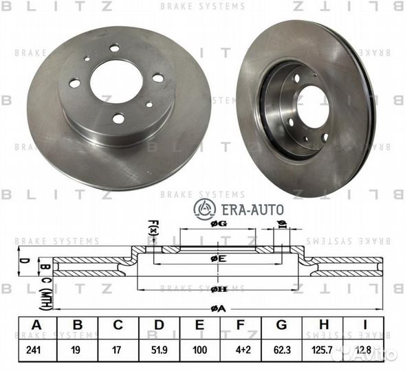 Blitz BS0256 Диск тормозной передний вентилируемый