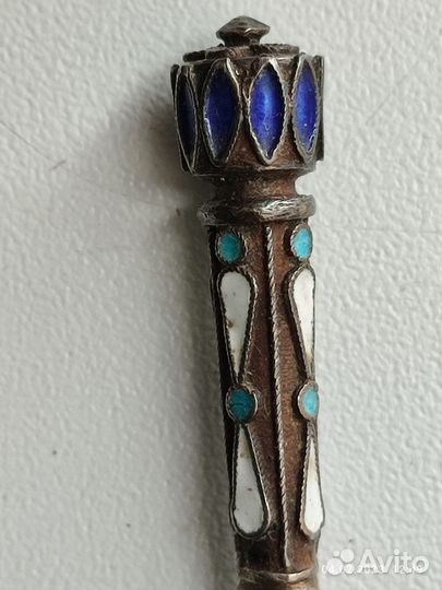 Серебряная чайная ложка эмаль