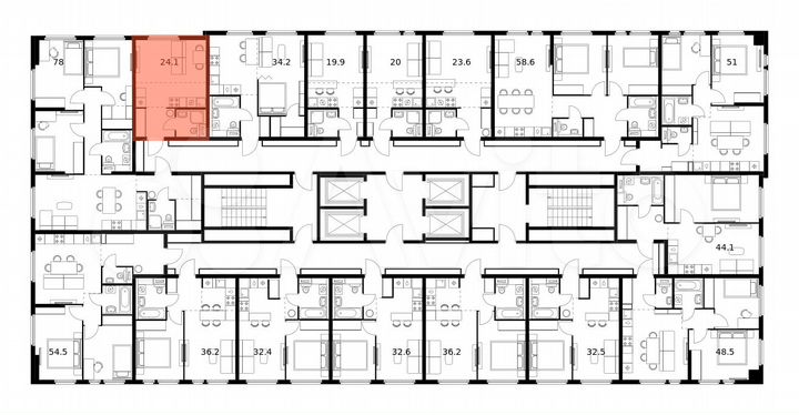 Квартира-студия, 24,1 м², 8/25 эт.