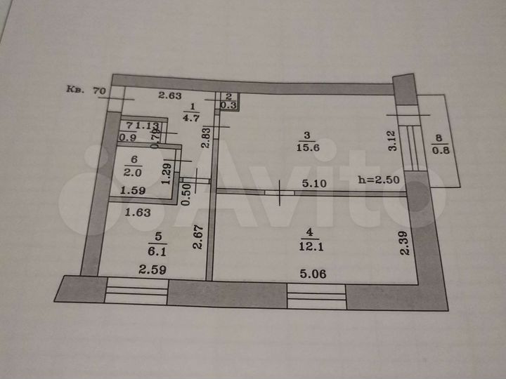 2-к. квартира, 41,7 м², 5/5 эт.