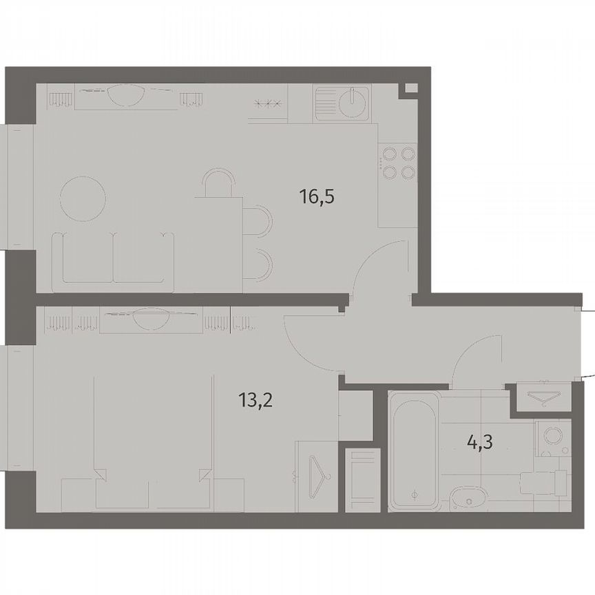 1-к. квартира, 38,1 м², 6/8 эт.