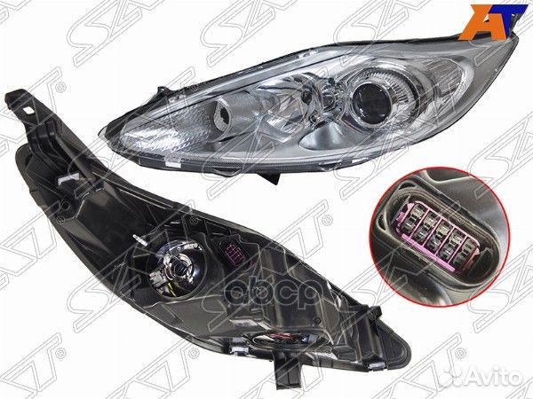 Фара ford fiesta 09-12 LH с корректором, хром S