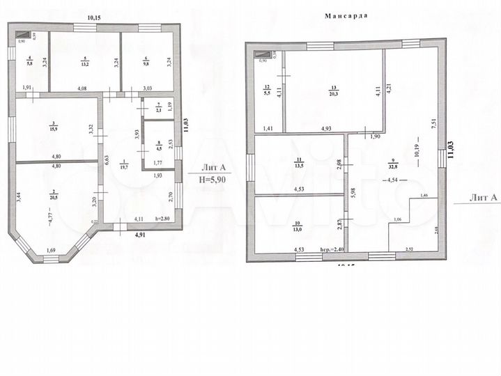 Дом 176,6 м² на участке 9 сот.