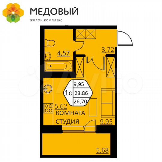 1-к. квартира, 26,7 м², 2/16 эт.