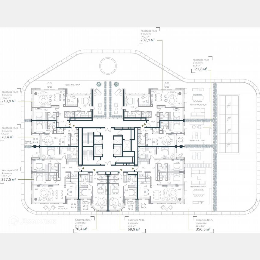 2-к. квартира, 150,2 м², 3/19 эт.