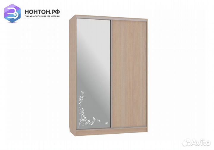 Шкаф-купе Гранд 1-600 цветы 2 дуб млечный
