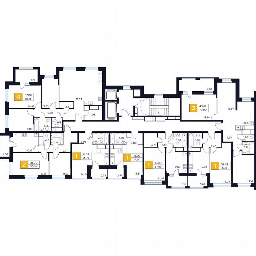 3-к. квартира, 70,9 м², 3/12 эт.