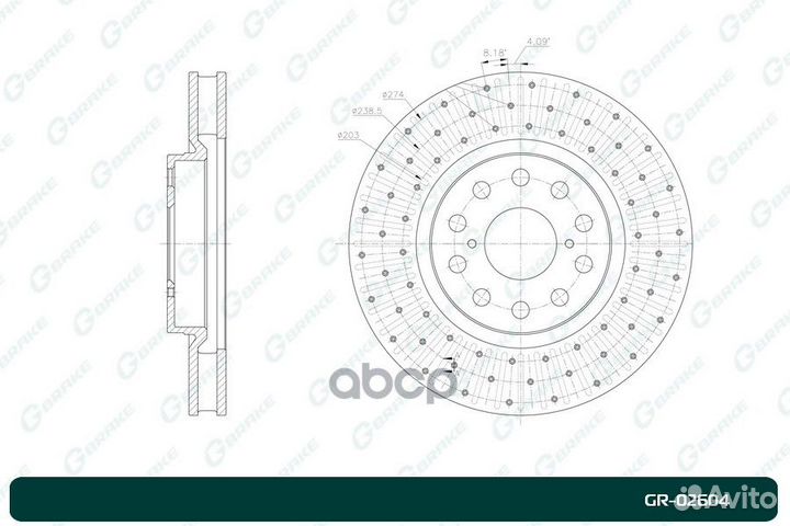 Диск тормозной перфорированный вентилируемый GR