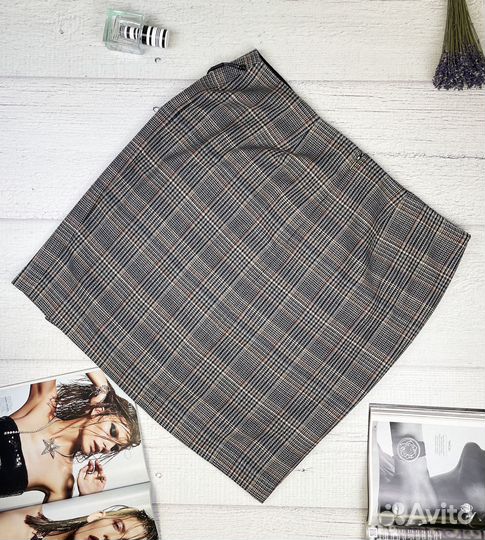 Твидовая юбка calvin klein коричневая, размер S P