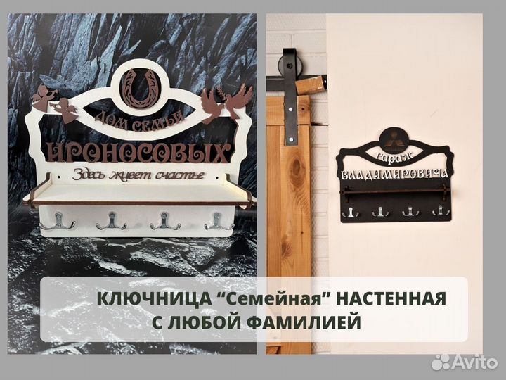 Уникальная настенная ключница «Семейная» с Вашей ф