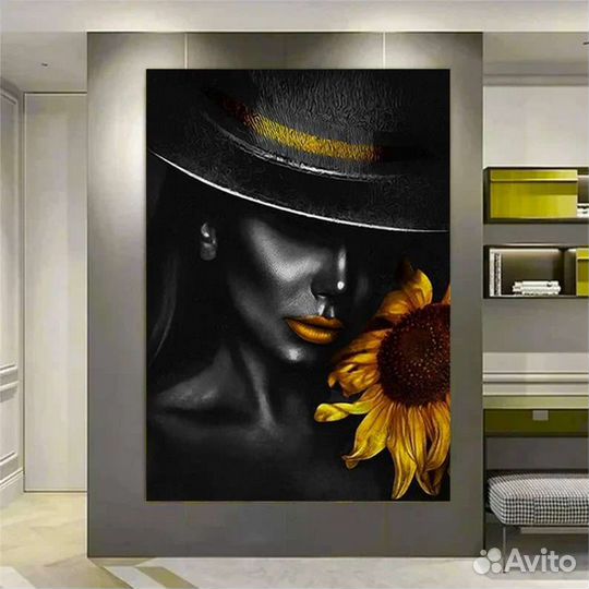 Картина маслом девушка в шляпе