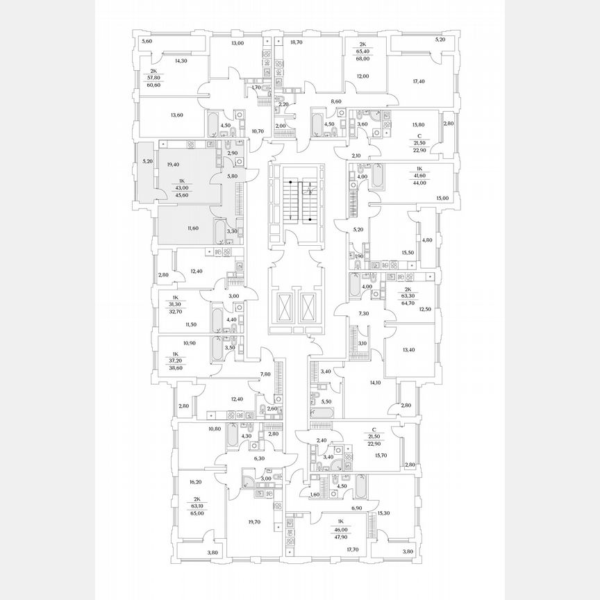 1-к. квартира, 45,6 м², 4/13 эт.
