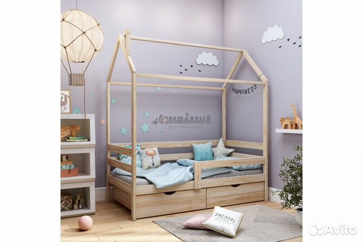 Детская кровать домик из массива березы