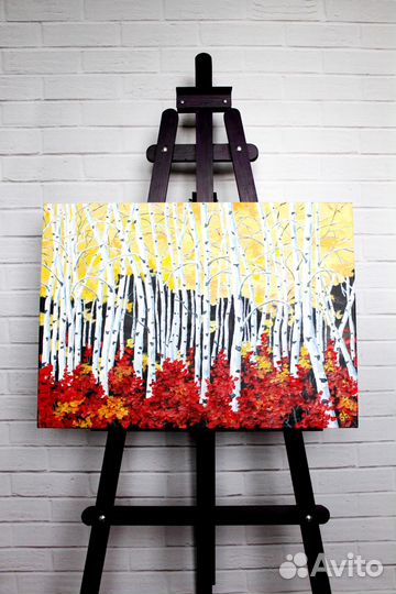 Картина маслом осень берёзы