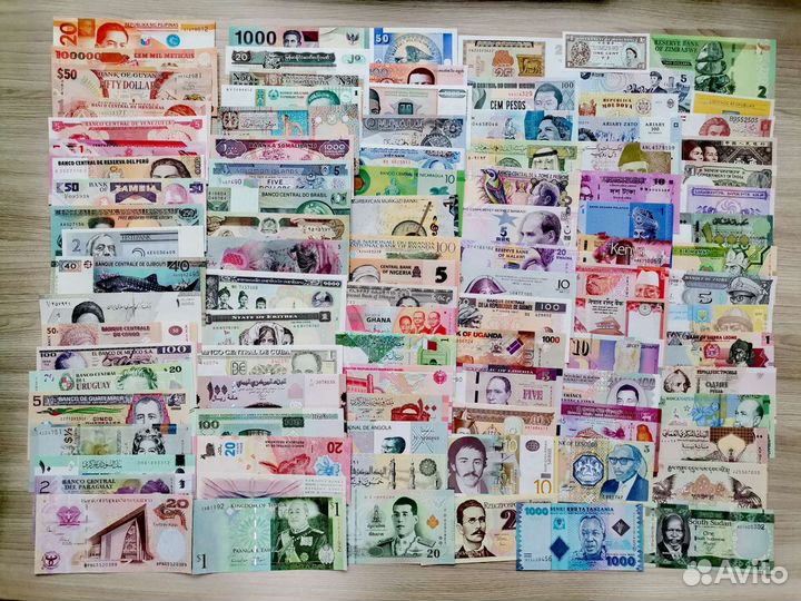 100 стран набор банкнот UNC 100 штук+5