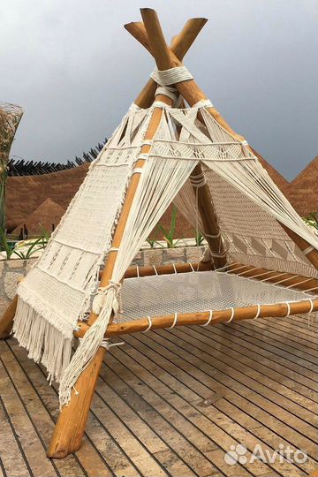 Уличная садовая лежанка гамак в стиле лофт