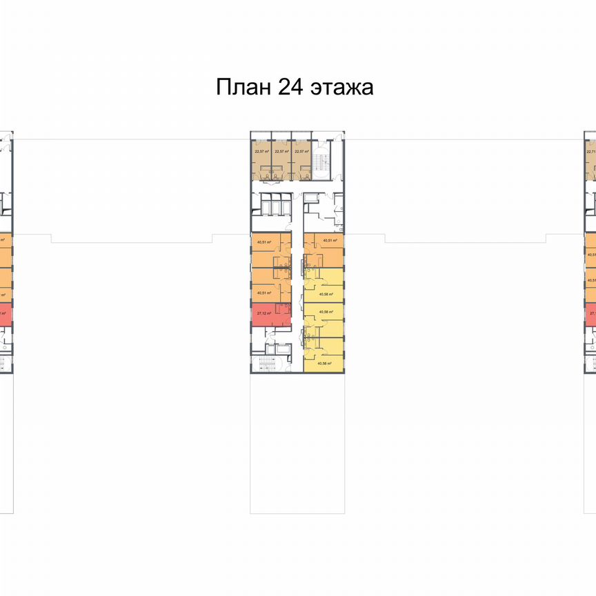 1-к. апартаменты, 40,5 м², 24/24 эт.