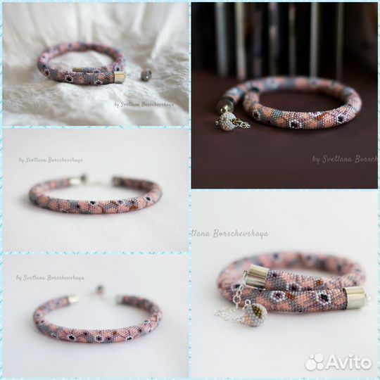 Колье жгут из бисера Сакура