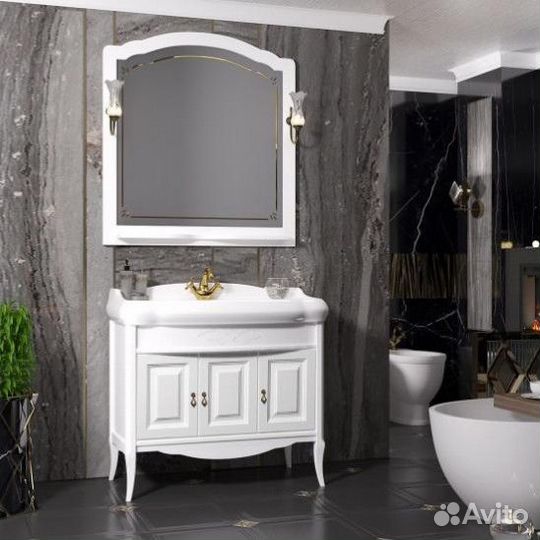 Зеркало Опадирис Лоренцо 100 со светильниками белое матовое