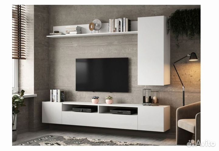 Стенка в гостиную новая белый глянец