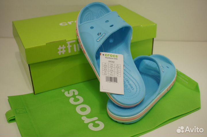 Сланцы Crocs Bayaband Slide в коробке с джибитсами