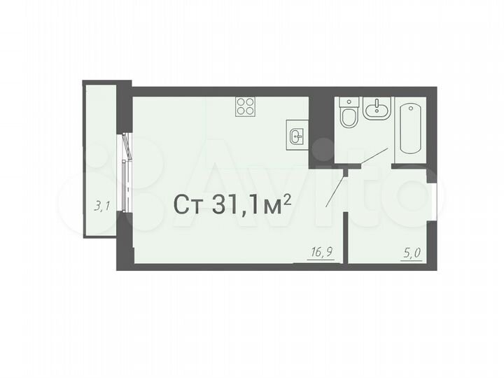 Квартира-студия, 32 м², 4/30 эт.