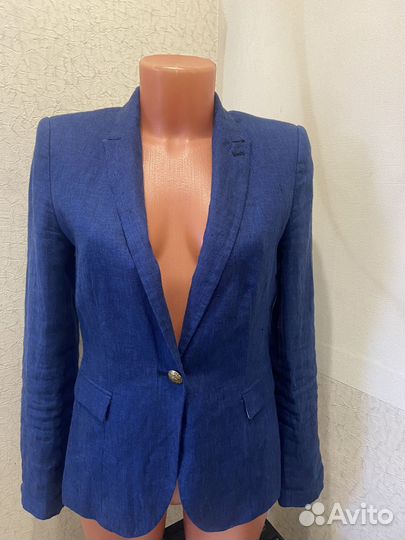 Пиджак синий лен