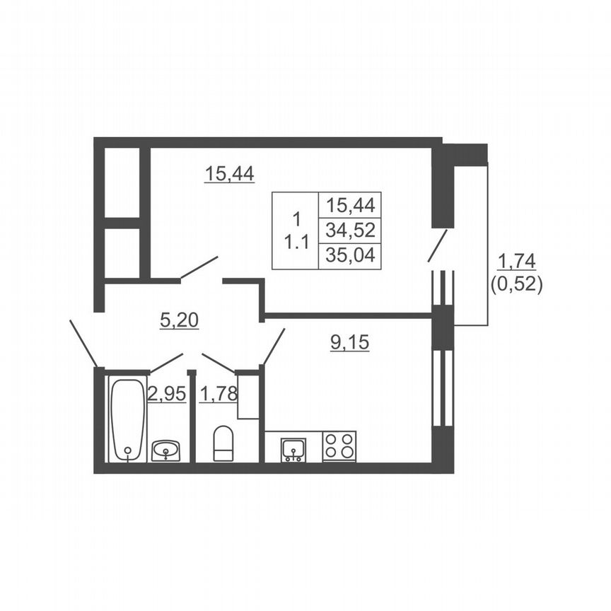 1-к. квартира, 35 м², 16/16 эт.