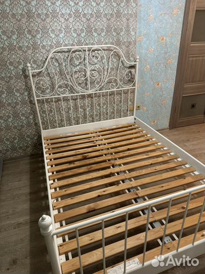 Кровать 140х200 IKEA leirvik металлическая белая