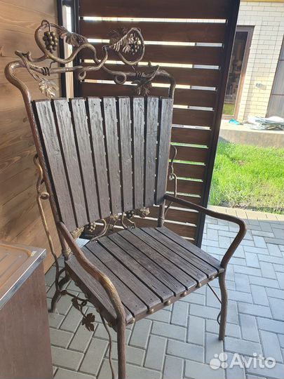 Скамейка деревянная с креслом