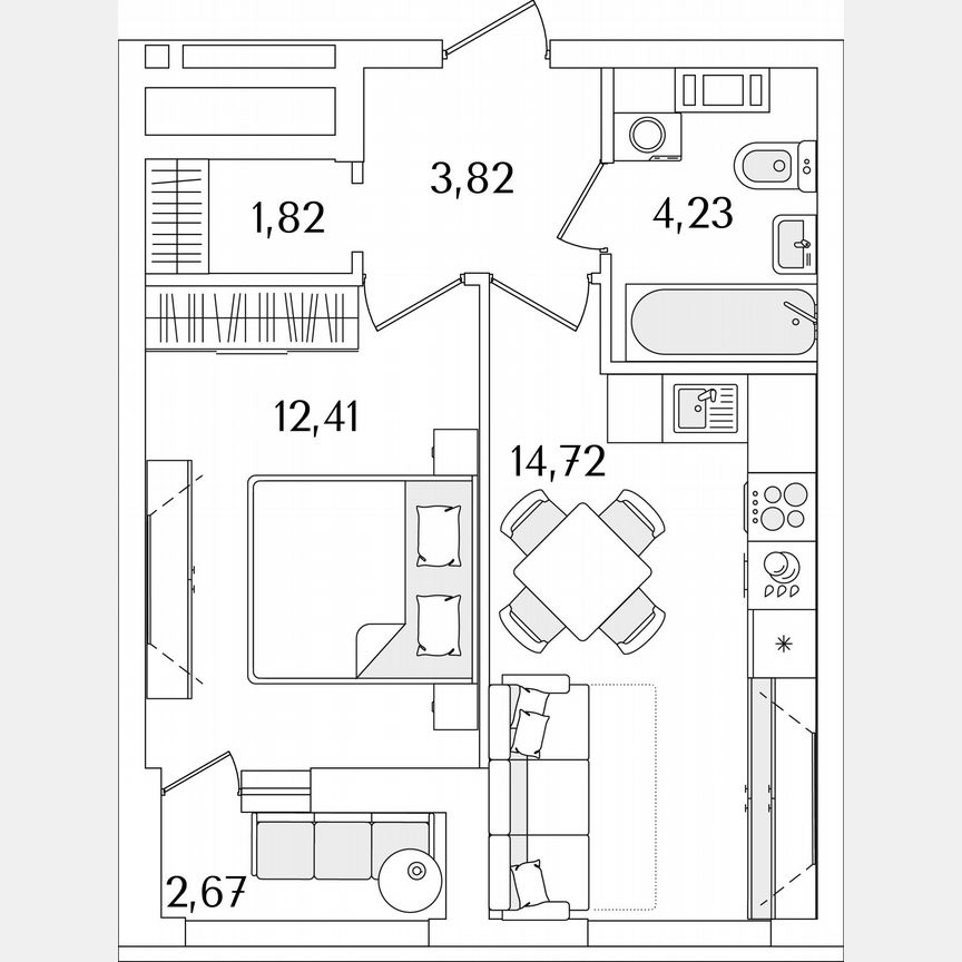 1-к. квартира, 38,3 м², 3/17 эт.