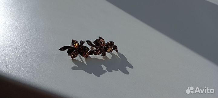 Серьги с янтарём
