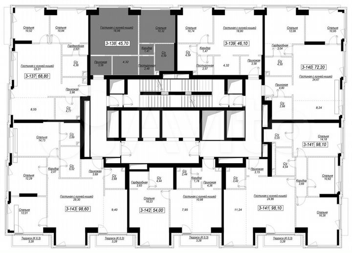 1-к. квартира, 45,7 м², 19/41 эт.