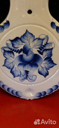 Сырная доска. гжель, фарфор, кобальт. СССР 1970-е