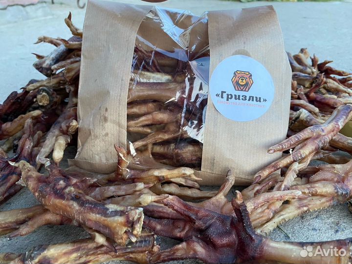 Лакомства для животных (сушенные куриные лапки)