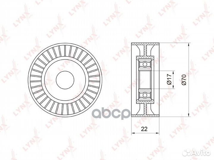 Ролик обводной приводного ремня PB7015 lynxauto